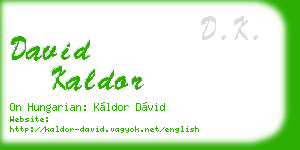 david kaldor business card